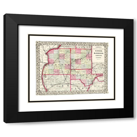 Hancock  Mcdonough  Schuyler Illinois Black Modern Wood Framed Art Print with Double Matting by Campbell