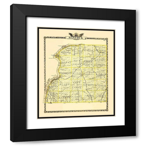 Hancock Illinois Landowner - Warner 1870 Black Modern Wood Framed Art Print with Double Matting by Warner