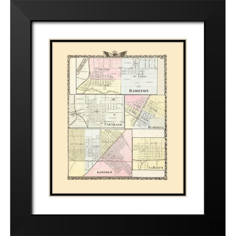 Hamilton, Carthage, Bushnell, Lincoln, Laharpe Black Modern Wood Framed Art Print with Double Matting by Warner