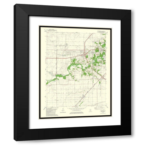 Harristown Illinois Quad - USGS 1982 Black Modern Wood Framed Art Print with Double Matting by USGS