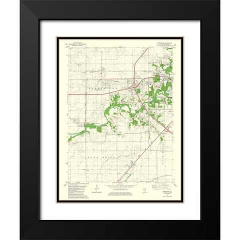 Harristown Illinois Quad - USGS 1982 Black Modern Wood Framed Art Print with Double Matting by USGS