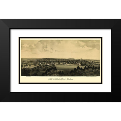 Highland Illinois - Hoerner 1894 Black Modern Wood Framed Art Print with Double Matting by Hoerner