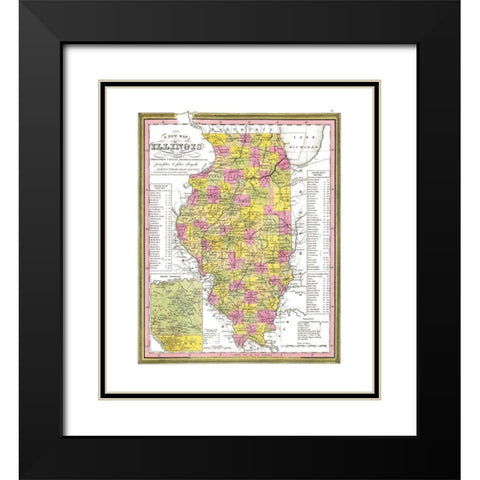 Illinois - Campbell 1850 Black Modern Wood Framed Art Print with Double Matting by Campbell
