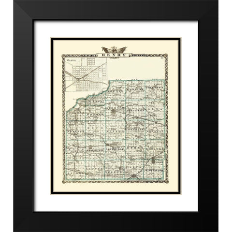 Henry Illinois Landowner - Warner 1870 Black Modern Wood Framed Art Print with Double Matting by Warner
