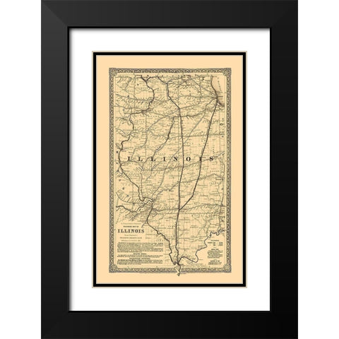 Illinois Railroads - Colton 1861  Black Modern Wood Framed Art Print with Double Matting by Colton