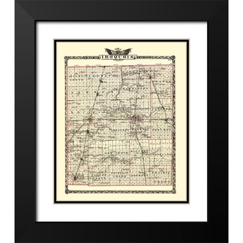 Iroquois Illinois Landowner - Warner 1870 Black Modern Wood Framed Art Print with Double Matting by Warner