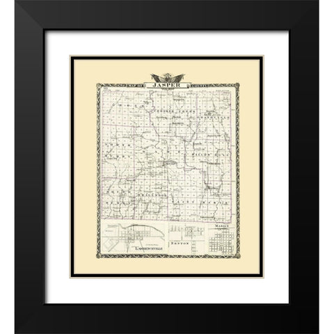 Jasper Illinois Landowner - Warner 1876 Black Modern Wood Framed Art Print with Double Matting by Warner