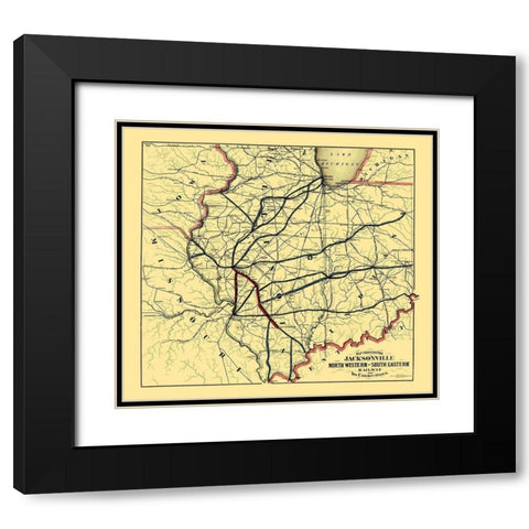 Jacksonville Northwestern, Southeastern 1850 Black Modern Wood Framed Art Print with Double Matting by Watson