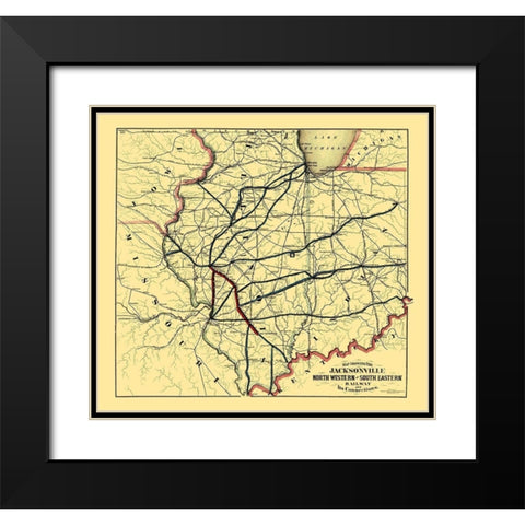 Jacksonville Northwestern, Southeastern 1850 Black Modern Wood Framed Art Print with Double Matting by Watson
