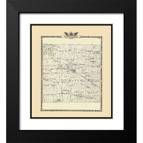 Jefferson Illinois Landowner - Warner 1876 Black Modern Wood Framed Art Print with Double Matting by Warner
