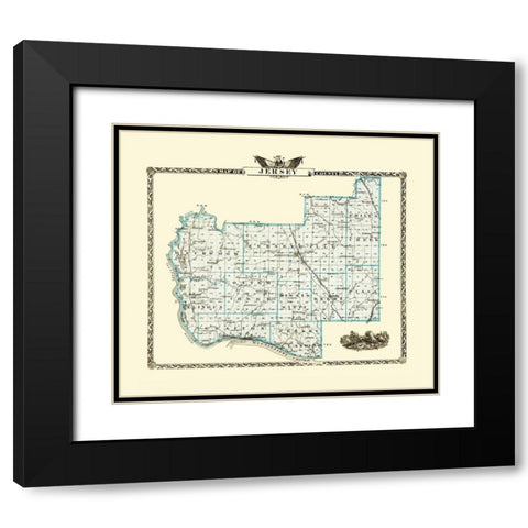 Jersey Illinois Landowner - Warner 1876 Black Modern Wood Framed Art Print with Double Matting by Warner