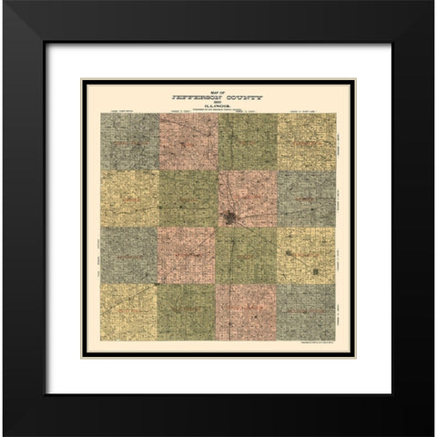 Jefferson County Illinois - Beauman 1900  Black Modern Wood Framed Art Print with Double Matting by Beauman