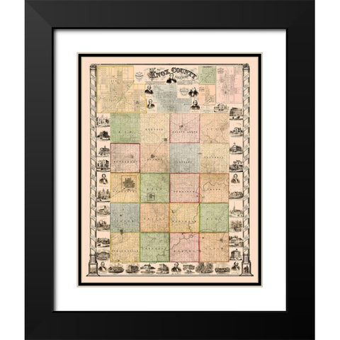 Knox Illinois Landowner - Thompson 1861 Black Modern Wood Framed Art Print with Double Matting by Thompson