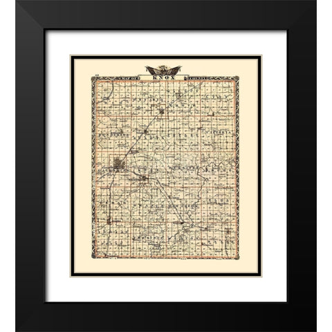 Knox Illinois Landowner - Warner 1870 Black Modern Wood Framed Art Print with Double Matting by Warner