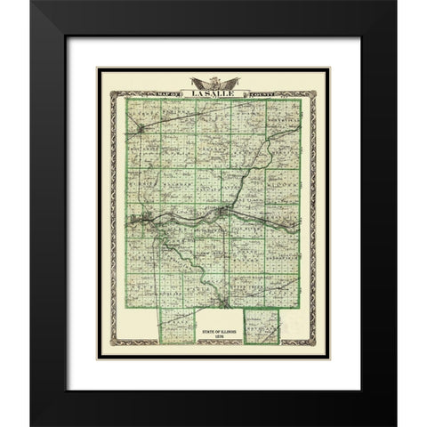 La Salle Illinois Landowner - Warner 1876 Black Modern Wood Framed Art Print with Double Matting by Warner