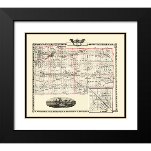 Lee Illinois Landowner - Warner 1870 Black Modern Wood Framed Art Print with Double Matting by Warner