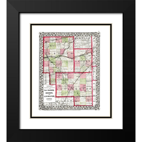 La Salle  Grundy  Livingston Illinois Black Modern Wood Framed Art Print with Double Matting by Campbell