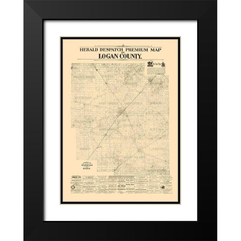 Logan County Illinois - Herald Despatch 1861  Black Modern Wood Framed Art Print with Double Matting by Herald Despatch