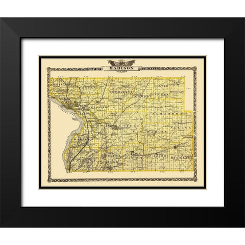 Madison Illinois Landowner - Warner 1876 Black Modern Wood Framed Art Print with Double Matting by Warner