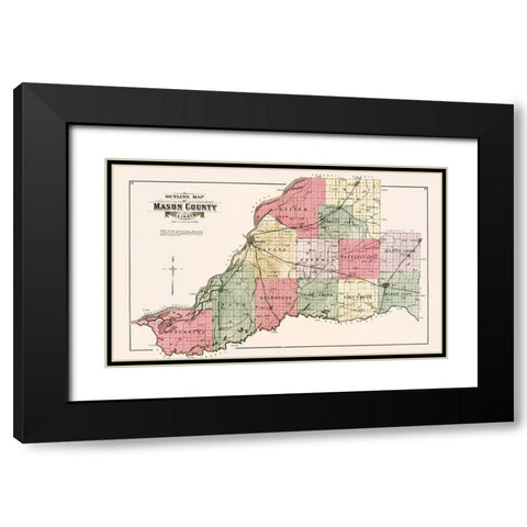 Mason Illinois - Ogle 1891 Black Modern Wood Framed Art Print with Double Matting by Ogle