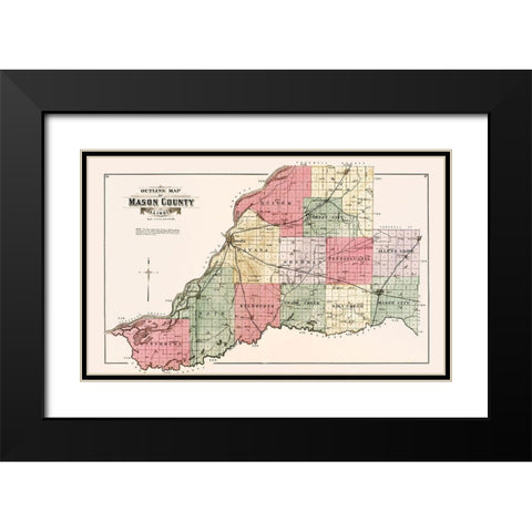 Mason Illinois - Ogle 1891 Black Modern Wood Framed Art Print with Double Matting by Ogle