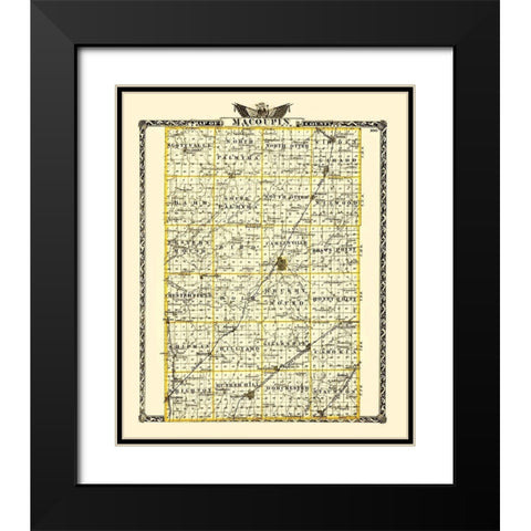 Macoupin Illinois Landowner - Warner 1870 Black Modern Wood Framed Art Print with Double Matting by Warner