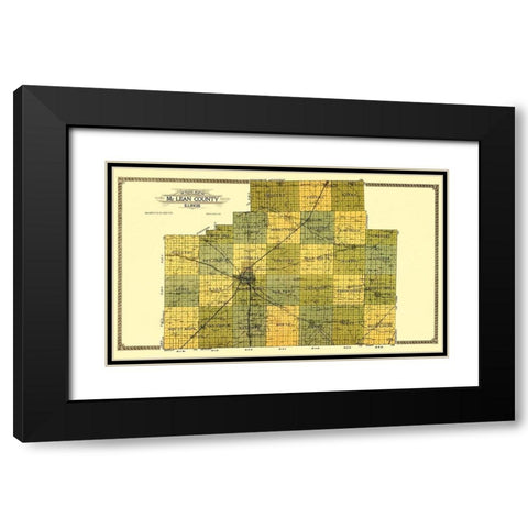Mclean Illinois - Ogle 1914 Black Modern Wood Framed Art Print with Double Matting by Ogle