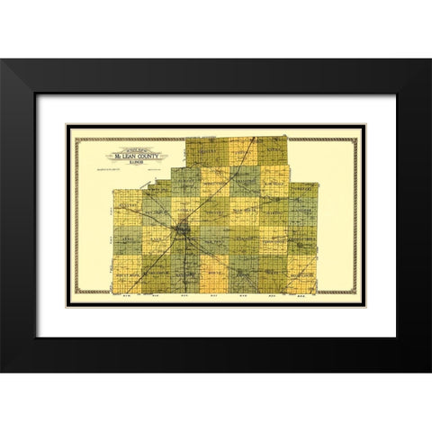 Mclean Illinois - Ogle 1914 Black Modern Wood Framed Art Print with Double Matting by Ogle