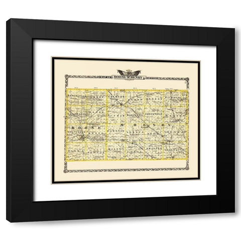 Mchenry Boone Illinois Landowner - Warner 1870 Black Modern Wood Framed Art Print with Double Matting by Warner