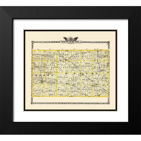 Mchenry Boone Illinois Landowner - Warner 1870 Black Modern Wood Framed Art Print with Double Matting by Warner