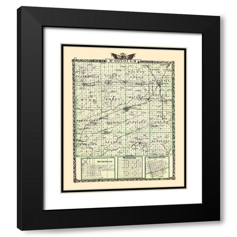 Mcdonough Illinois Landowner - Warner 1870 Black Modern Wood Framed Art Print with Double Matting by Warner