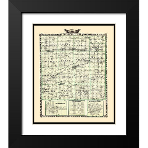 Mcdonough Illinois Landowner - Warner 1870 Black Modern Wood Framed Art Print with Double Matting by Warner