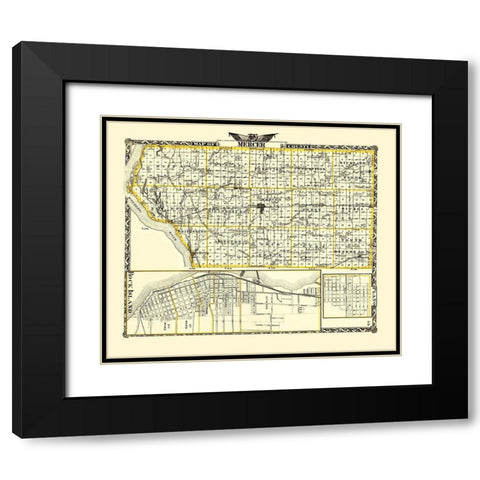 Mercer Illinois Landowner - Warner 1870 Black Modern Wood Framed Art Print with Double Matting by Warner