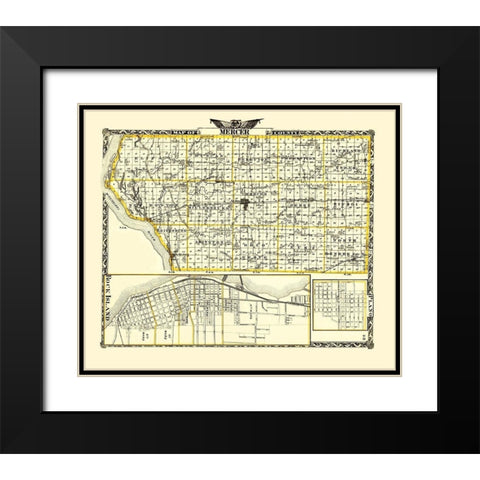 Mercer Illinois Landowner - Warner 1870 Black Modern Wood Framed Art Print with Double Matting by Warner