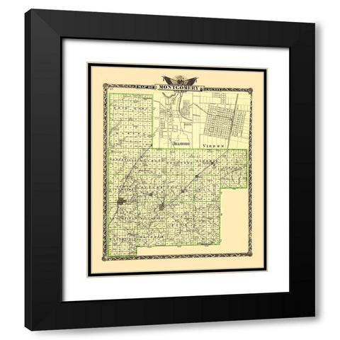 Montgomery Illinois Landowner - Warner 1870 Black Modern Wood Framed Art Print with Double Matting by Warner