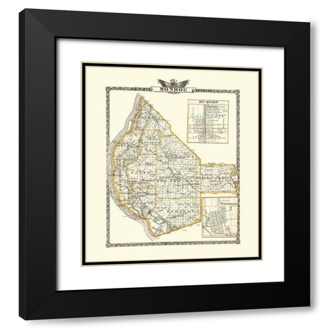 Monroe Illinois Landowner - Warner 1876 Black Modern Wood Framed Art Print with Double Matting by Warner