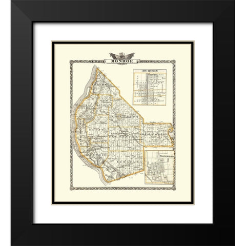 Monroe Illinois Landowner - Warner 1876 Black Modern Wood Framed Art Print with Double Matting by Warner