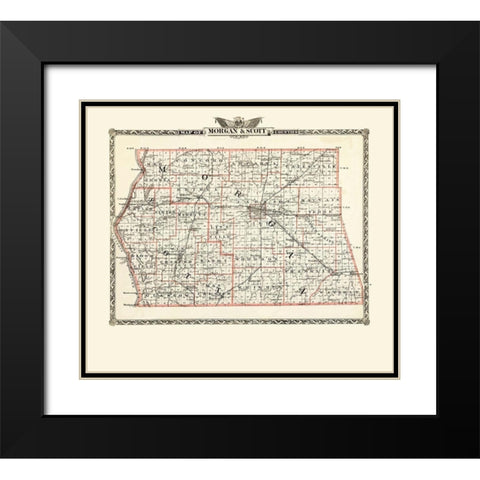 Morgan  Scott Illinois Landowner - Warner 1876 Black Modern Wood Framed Art Print with Double Matting by Warner
