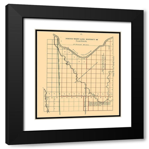 Northwest Land District Illinois - Spaulding 1836 Black Modern Wood Framed Art Print with Double Matting by Spaulding