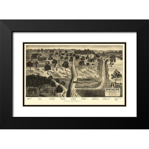 New Salem Illinois - Onstott 1909 Black Modern Wood Framed Art Print with Double Matting by Onstott