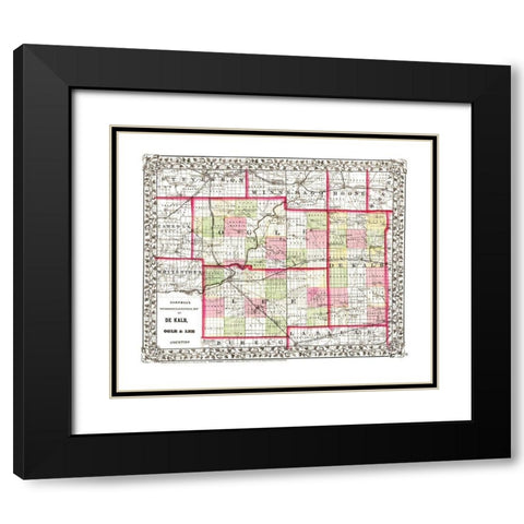 De Kalb  Ogle  Lee Illinois - Campbell 1850 Black Modern Wood Framed Art Print with Double Matting by Campbell