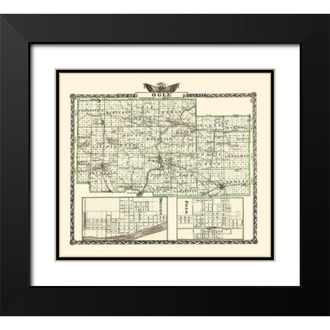 Ogle Illinois Landowner - Warner 1870 Black Modern Wood Framed Art Print with Double Matting by Warner