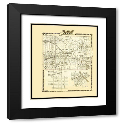 Perry Illinois Landowner - Warner 1876 Black Modern Wood Framed Art Print with Double Matting by Warner