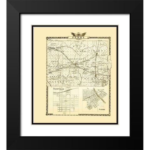 Perry Illinois Landowner - Warner 1876 Black Modern Wood Framed Art Print with Double Matting by Warner