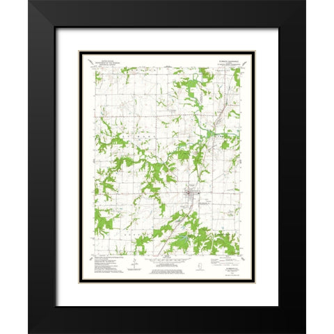 Plymouth Illinois Quad - USGS 1974 Black Modern Wood Framed Art Print with Double Matting by USGS