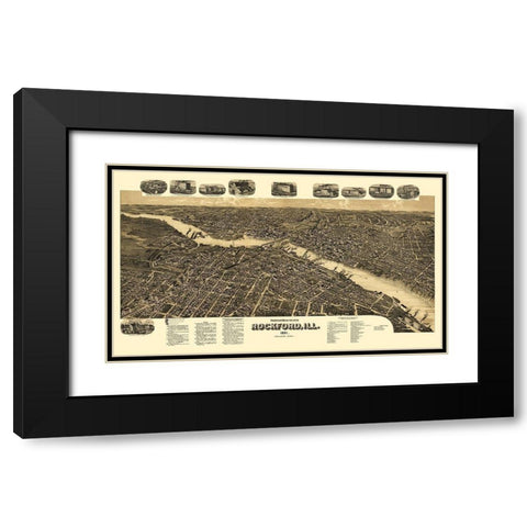 Rockford Illinois - Beck 1891 Black Modern Wood Framed Art Print with Double Matting by Beck