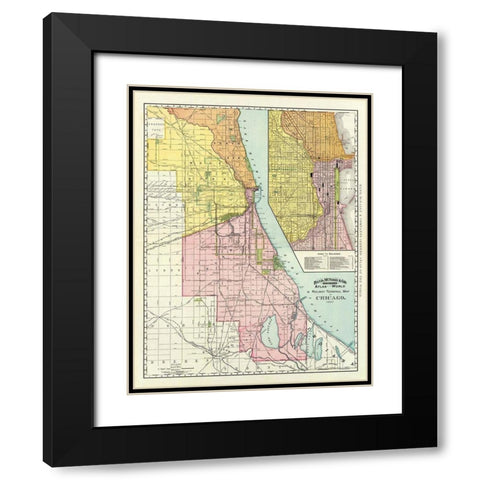 Chicago Illinois Railway Terminal - 1892 Black Modern Wood Framed Art Print with Double Matting by Unknown