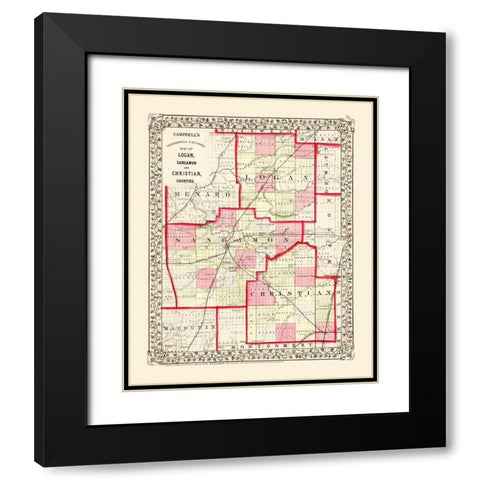 Sangamon  Logan  Christian Illinois - Campbell Black Modern Wood Framed Art Print with Double Matting by Campbell