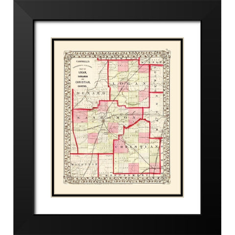 Sangamon  Logan  Christian Illinois - Campbell Black Modern Wood Framed Art Print with Double Matting by Campbell