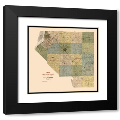 St Clair County Illinois - Beauman 1899  Black Modern Wood Framed Art Print with Double Matting by Beauman